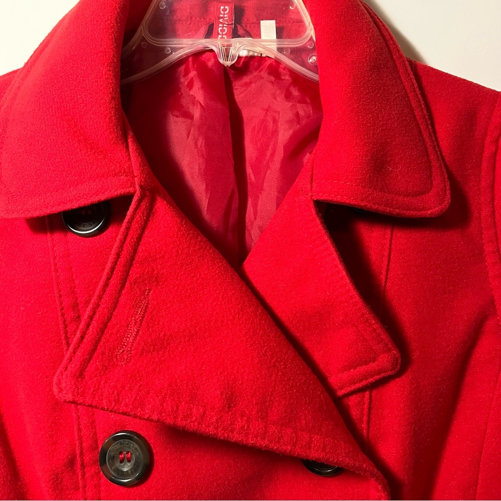 Divided Tomato Red Tailored Winter Coat Womens SZ 6 Gathered Back Detail so cute